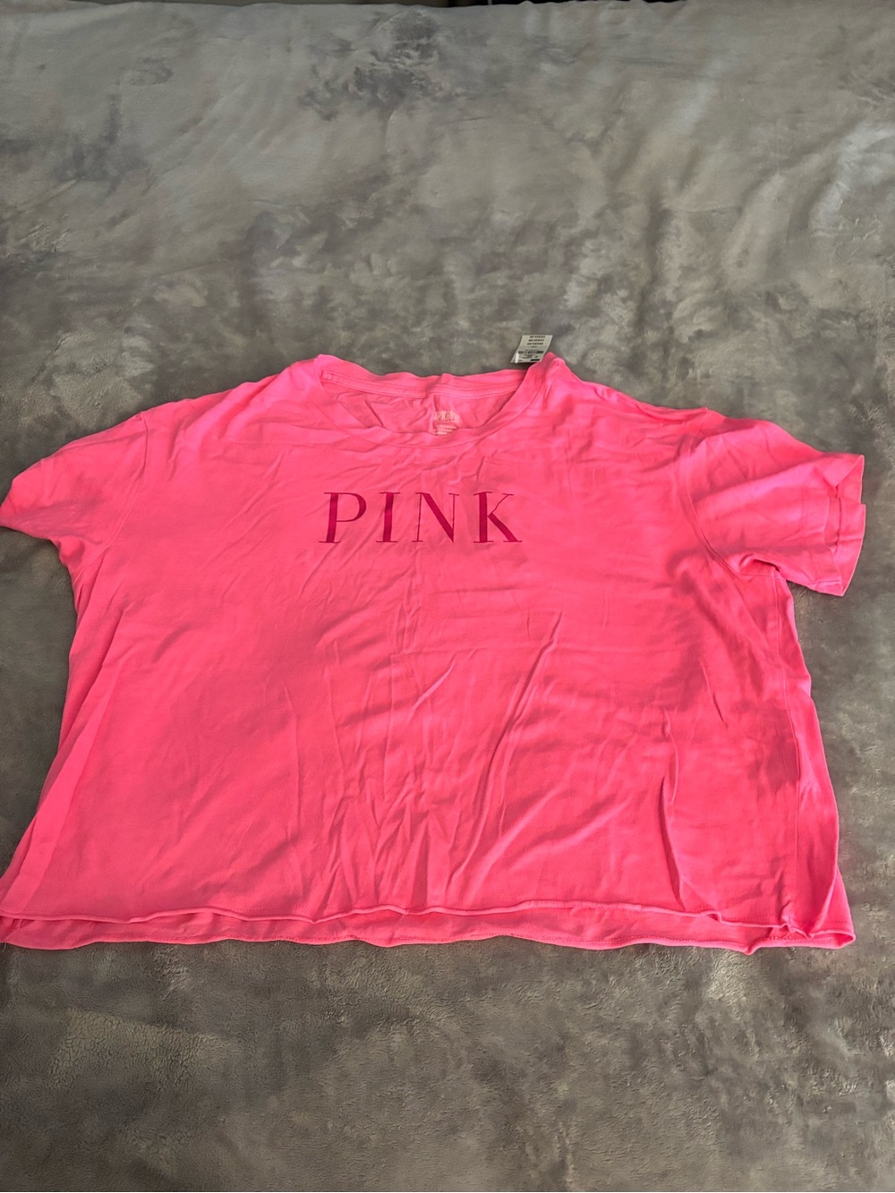 Brand new PINK Bright Neon Pink Logo Tee size L